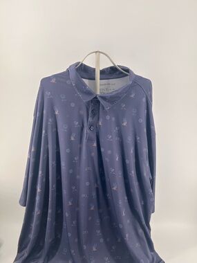 Reebok Golf Polo Shirt Mens 5XLT Blue All Over Print Performance Big Tall